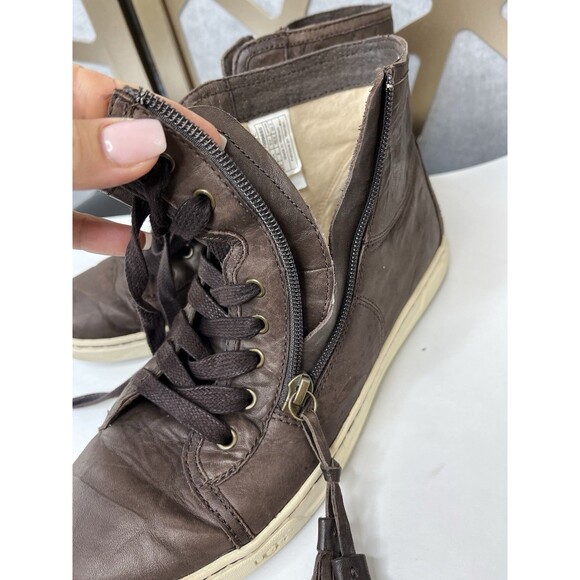 UGG Blaney 1009885 Leather High Top LaceUp Zipper Sneakers Sz 9.5 Women Shoes - Picture 5 of 10